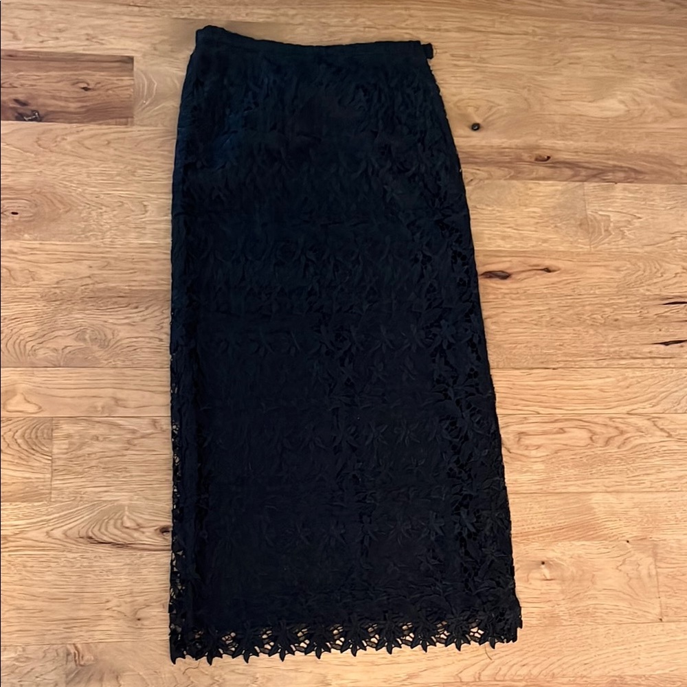 Beautiful Vintage Floor Length Black Lace Skirt